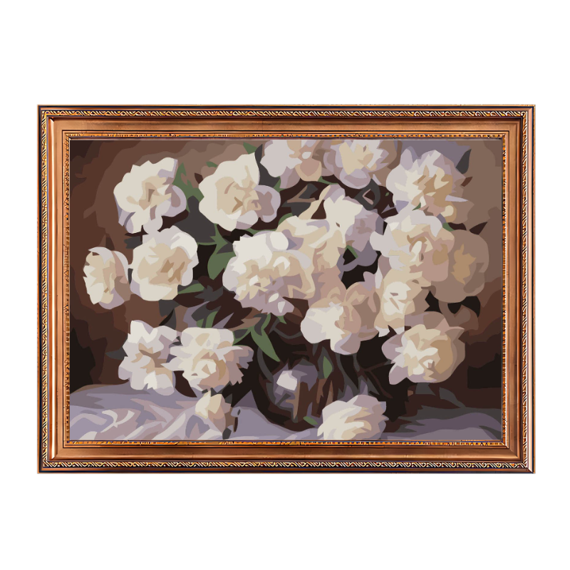 White Flowers-Paint by Numbers