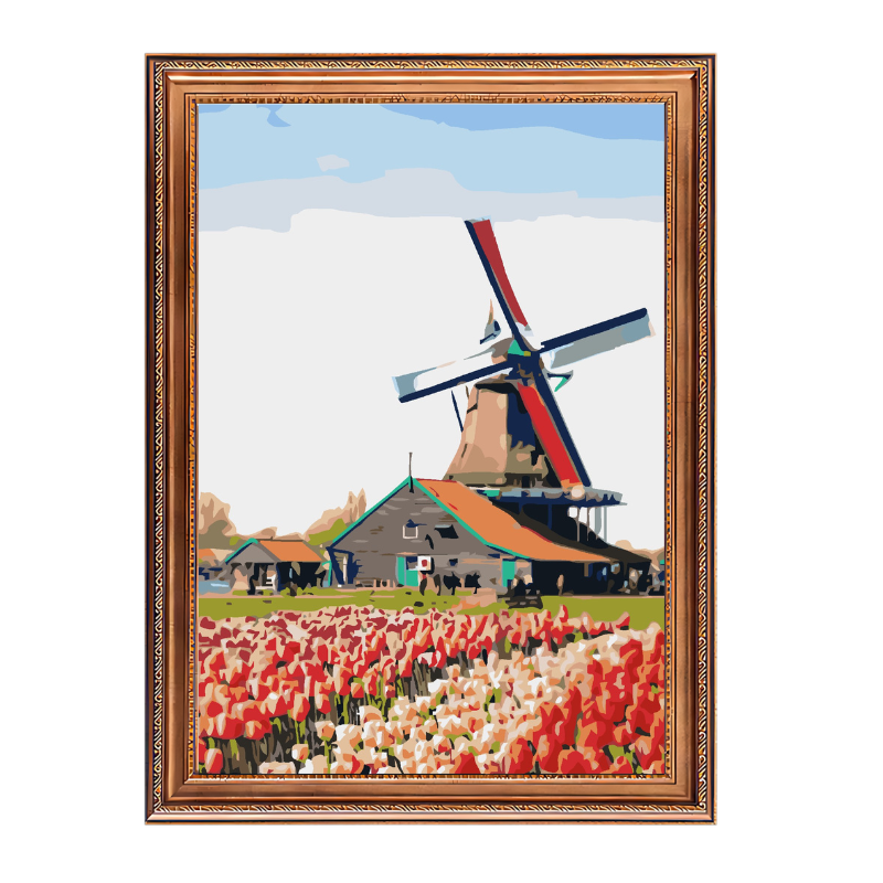 Windmill and Rose Garden-Paint by Numbers