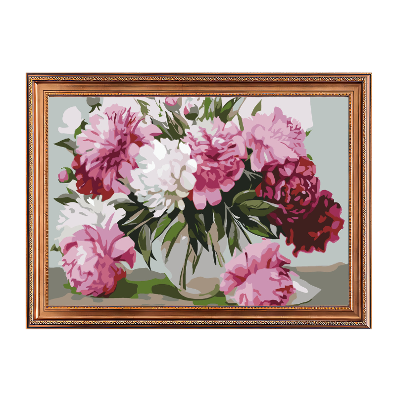 Peony Flowes in Vase-Paint by Numbers