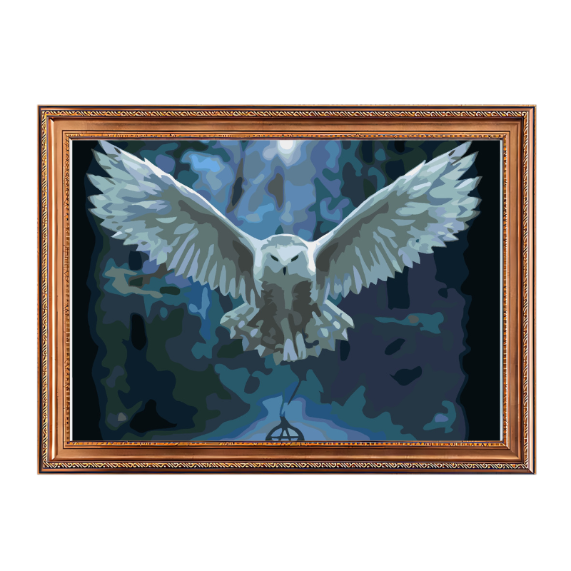 White Flying Owl-Paint by Numbers