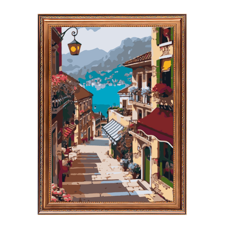 Romantic town-Paint by Numbers