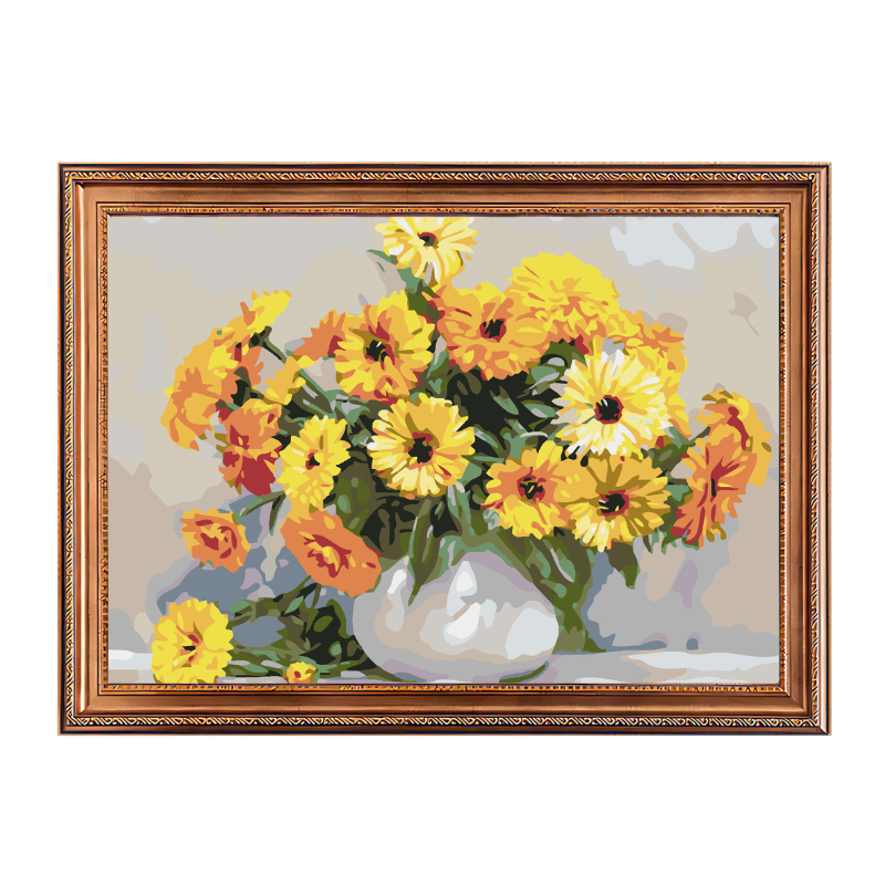 Yellow Flowes in the Vase-Paint by Numbers