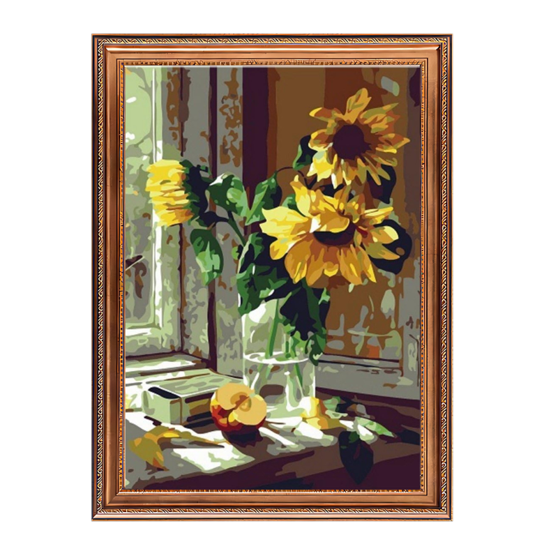 Sunflowers on the Windowsill-Paint by Numbers