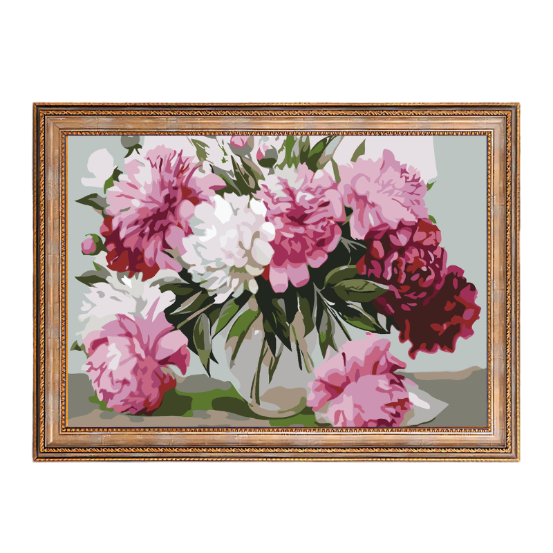 Peony Flowes in Vase-Paint by Numbers