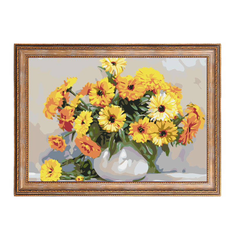 Yellow Flowes in the Vase-Paint by Numbers