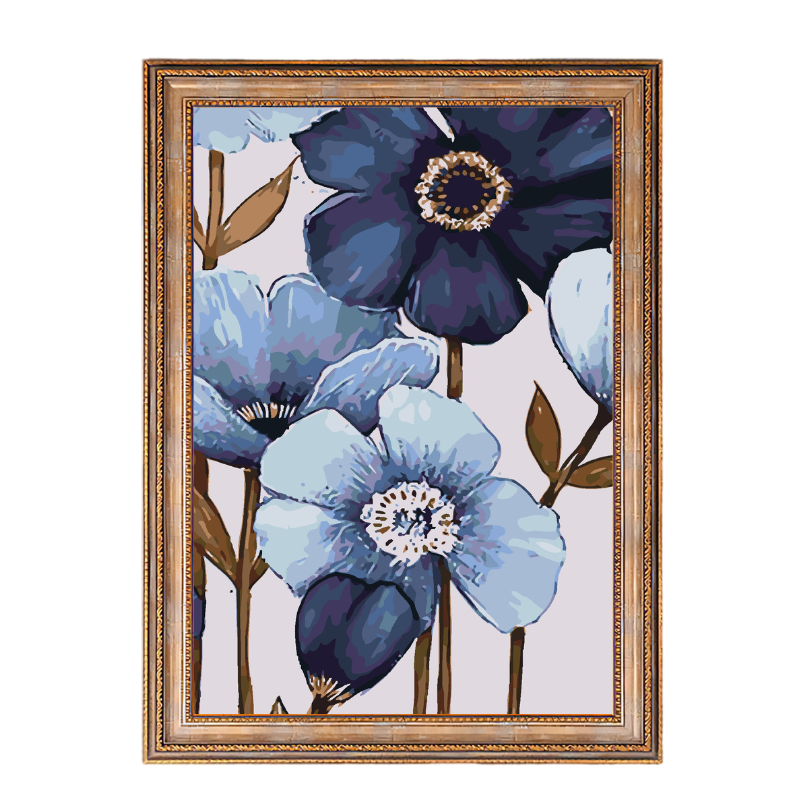 Blue Orchids Flowers-Paint by Numbers