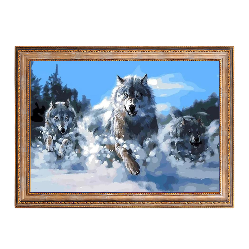 Wolves Hunting in the Snow-Paint by Numbers