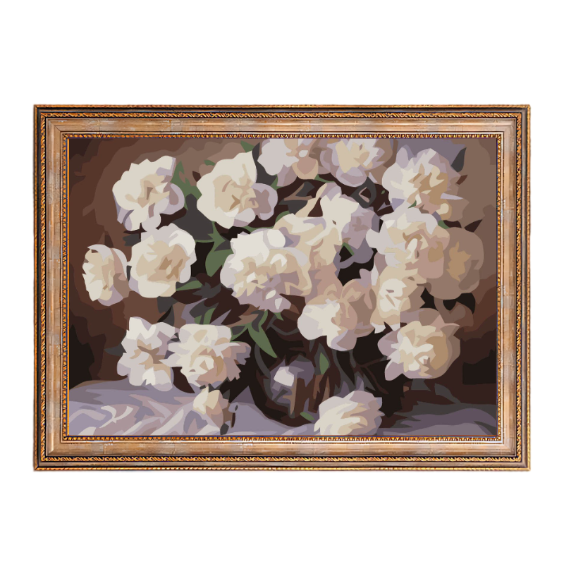 White Flowers-Paint by Numbers