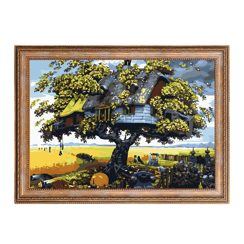 Rustic Tree House-Paint by Numbers