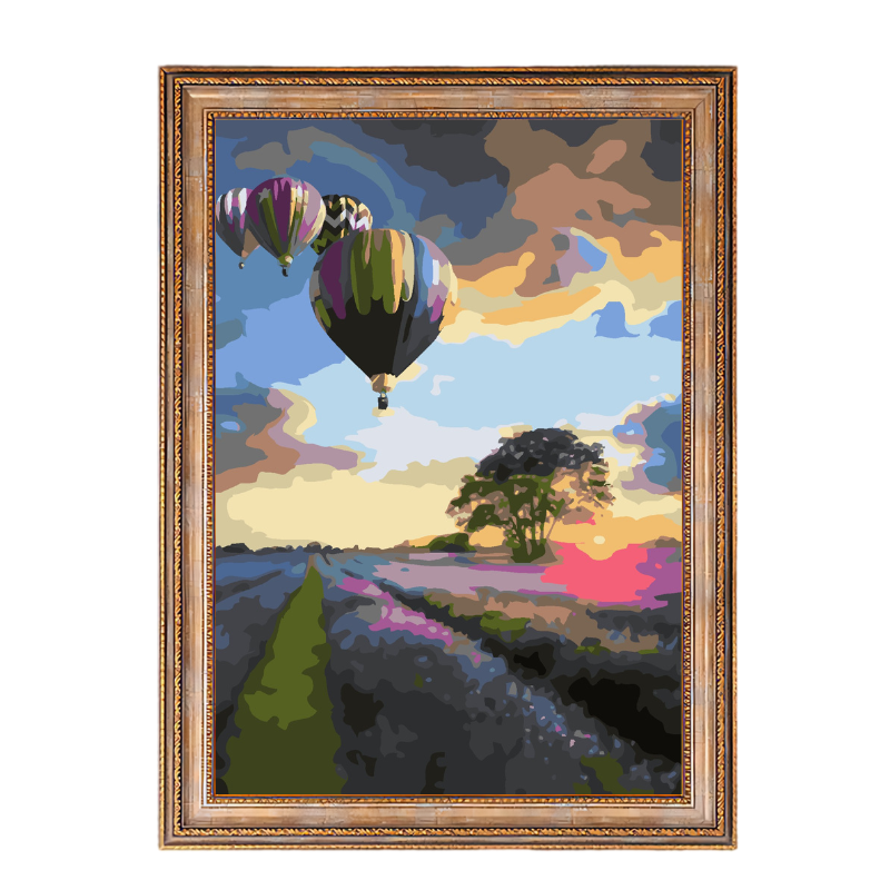 Hot Air Balloons and Flower Field-Paint by Numbers