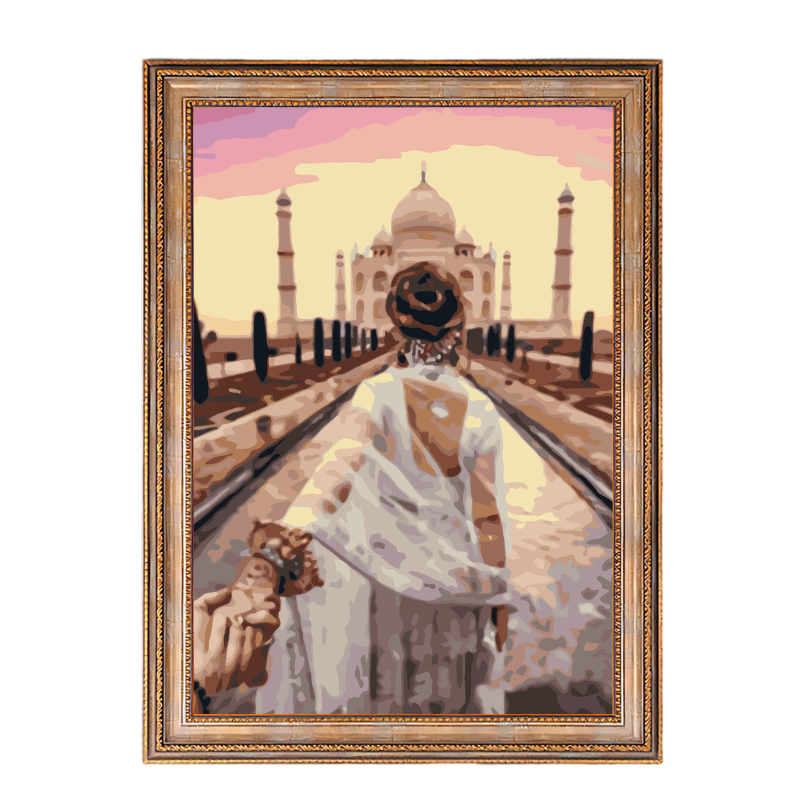 Romance in Taj Mahal-Paint by Numbers