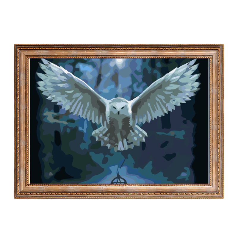 White Flying Owl-Paint by Numbers