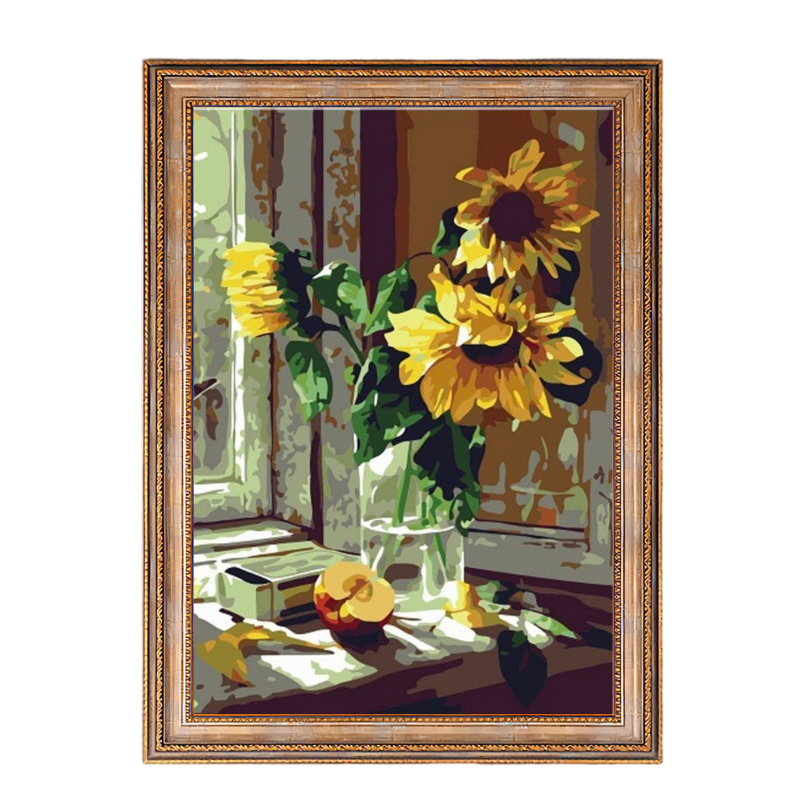 Sunflowers on the Windowsill-Paint by Numbers