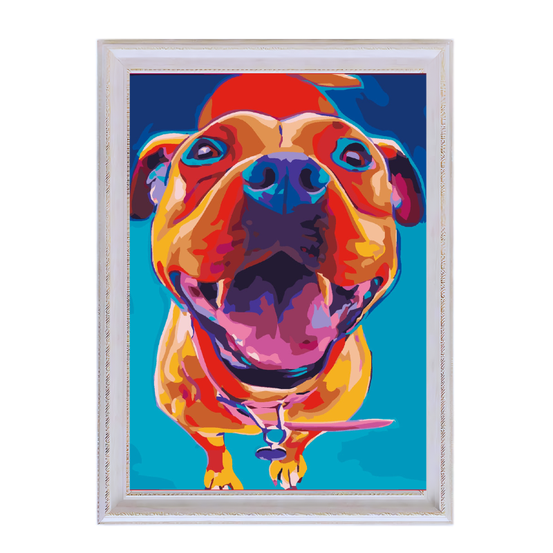 Happy Pit Bull Dog-Paint by Numbers