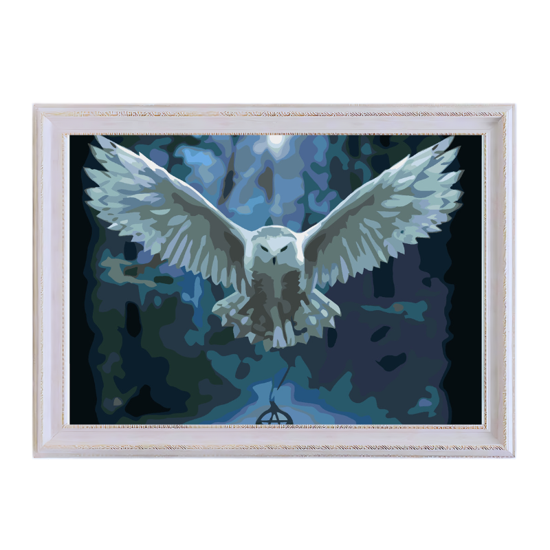 White Flying Owl-Paint by Numbers