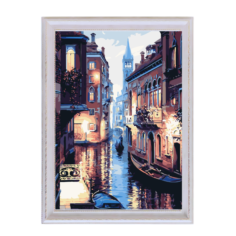 Venice Gondola Night Lights-Paint by Numbers