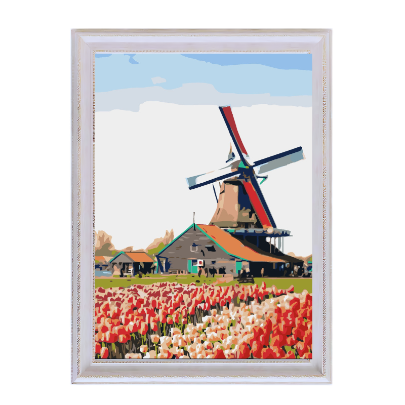 Windmill and Rose Garden-Paint by Numbers