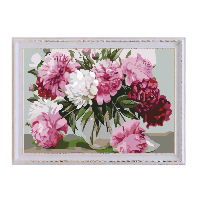 Peony Flowes in Vase-Paint by Numbers