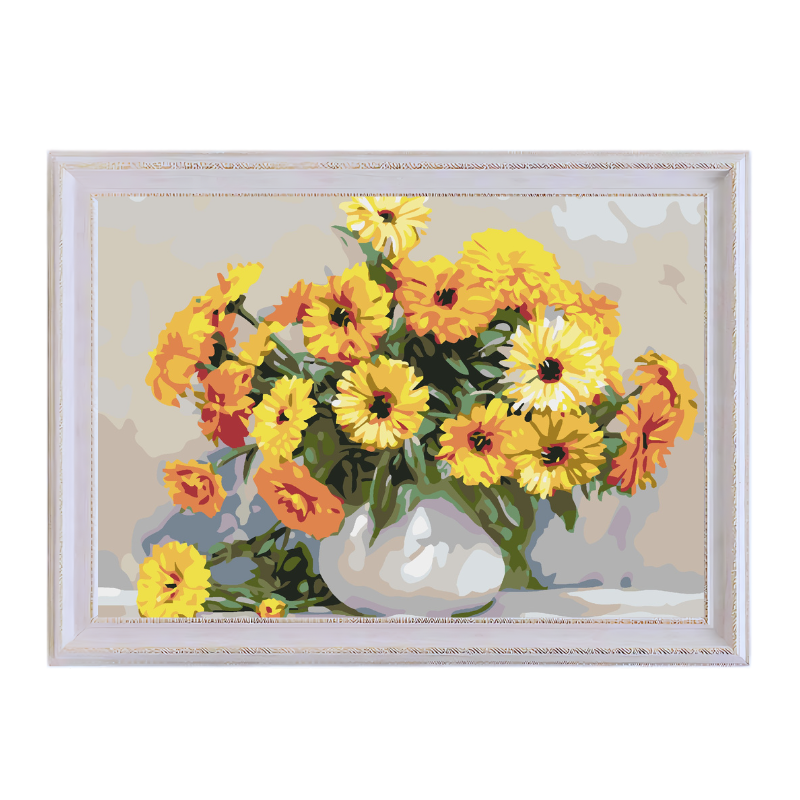 Yellow Flowes in the Vase-Paint by Numbers