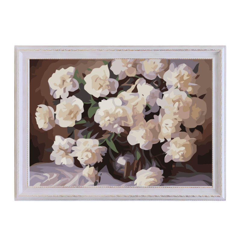 White Flowers-Paint by Numbers