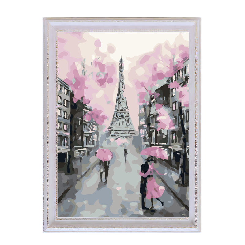 Cherry Blossom Eiffel Tower-Paint by Numbers