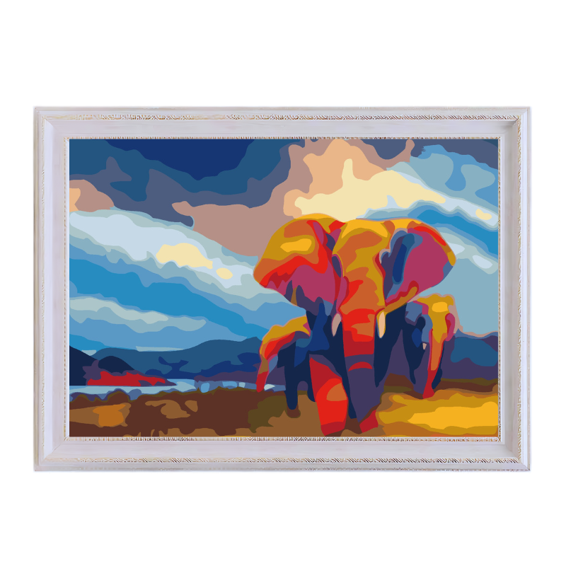 Elephants in Savannah-Paint by Numbers