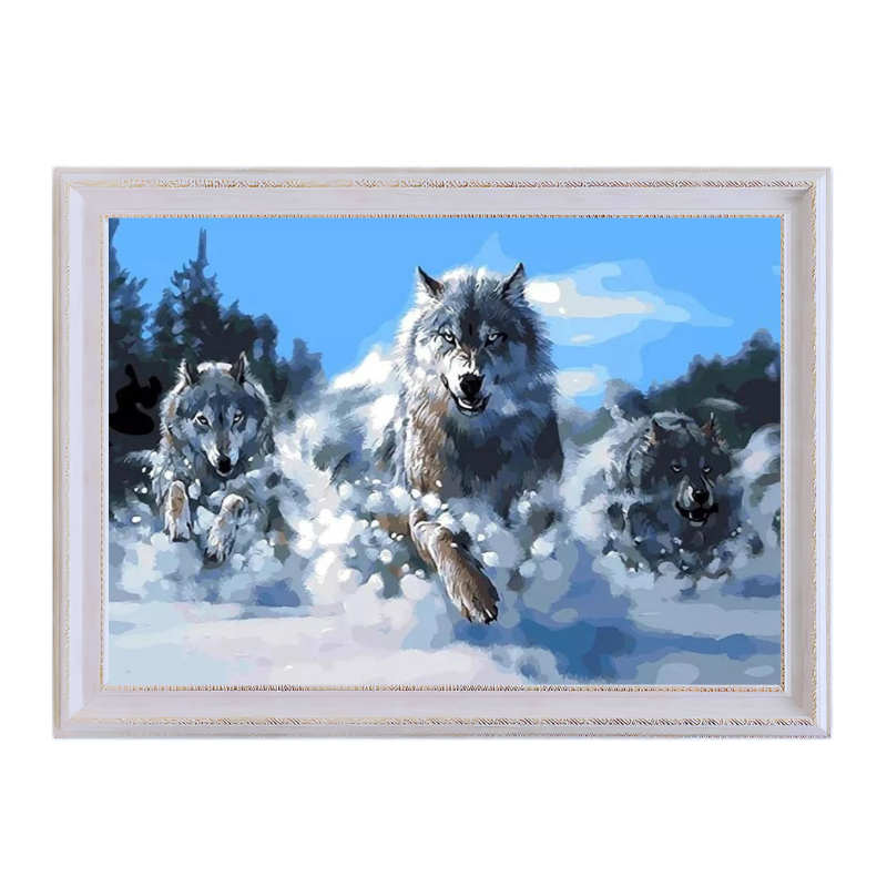 Wolves Hunting in the Snow-Paint by Numbers