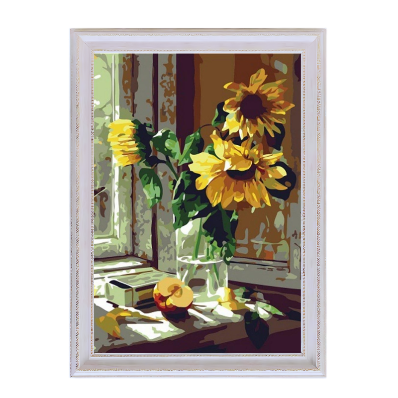 Sunflowers on the Windowsill-Paint by Numbers