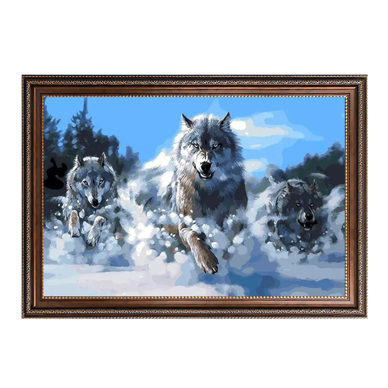 Wolves Hunting in the Snow-Paint by Numbers