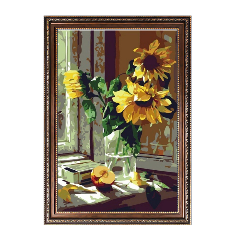 Sunflowers on the Windowsill-Paint by Numbers