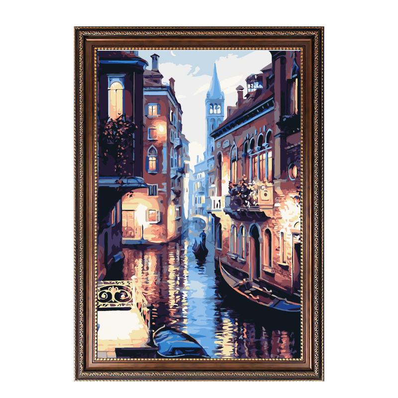 Venice Gondola Night Lights-Paint by Numbers