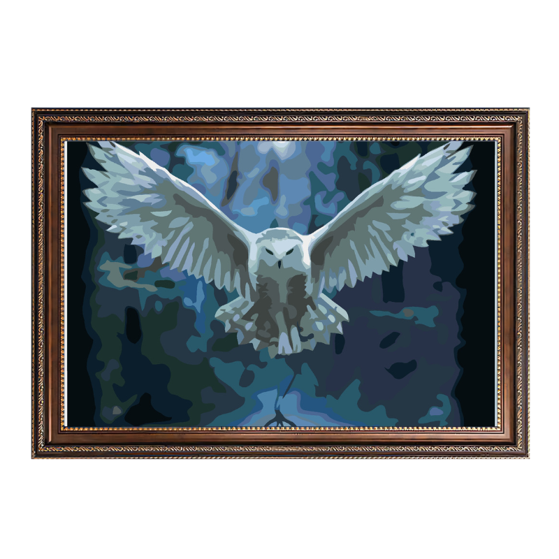 White Flying Owl-Paint by Numbers