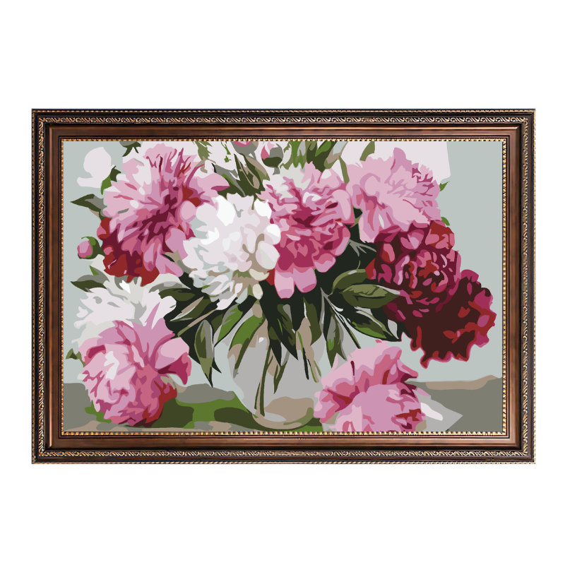 Peony Flowes in Vase-Paint by Numbers