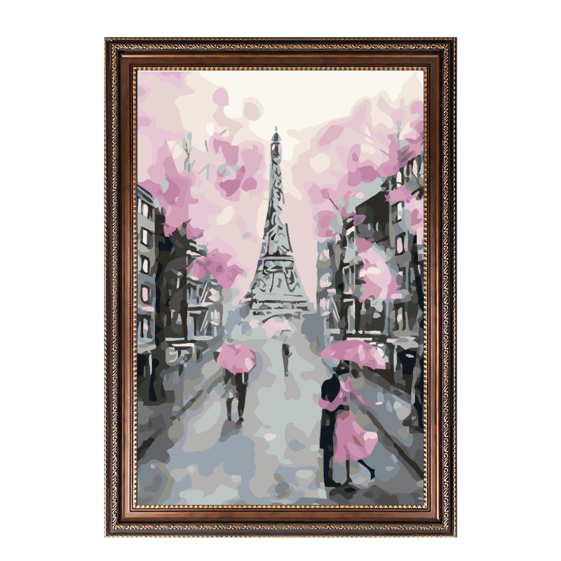 Cherry Blossom Eiffel Tower-Paint by Numbers