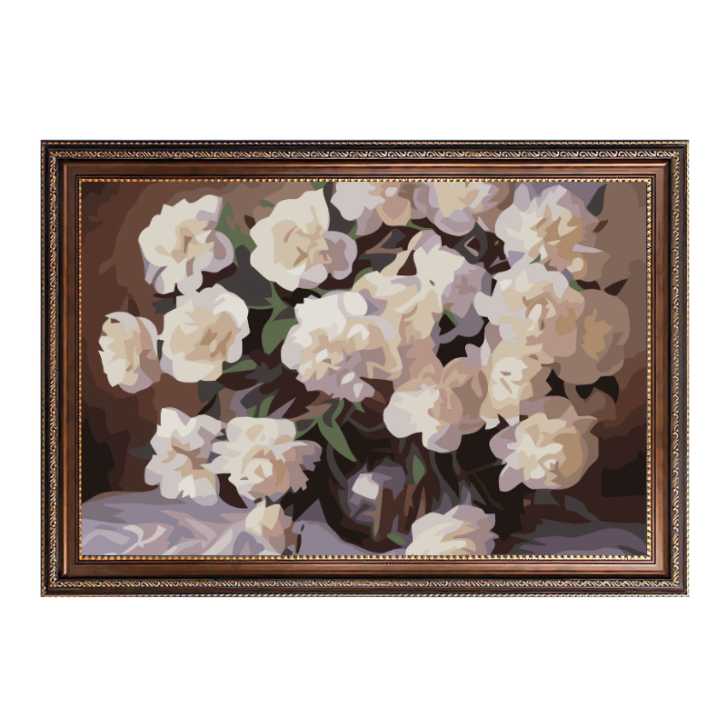 White Flowers-Paint by Numbers