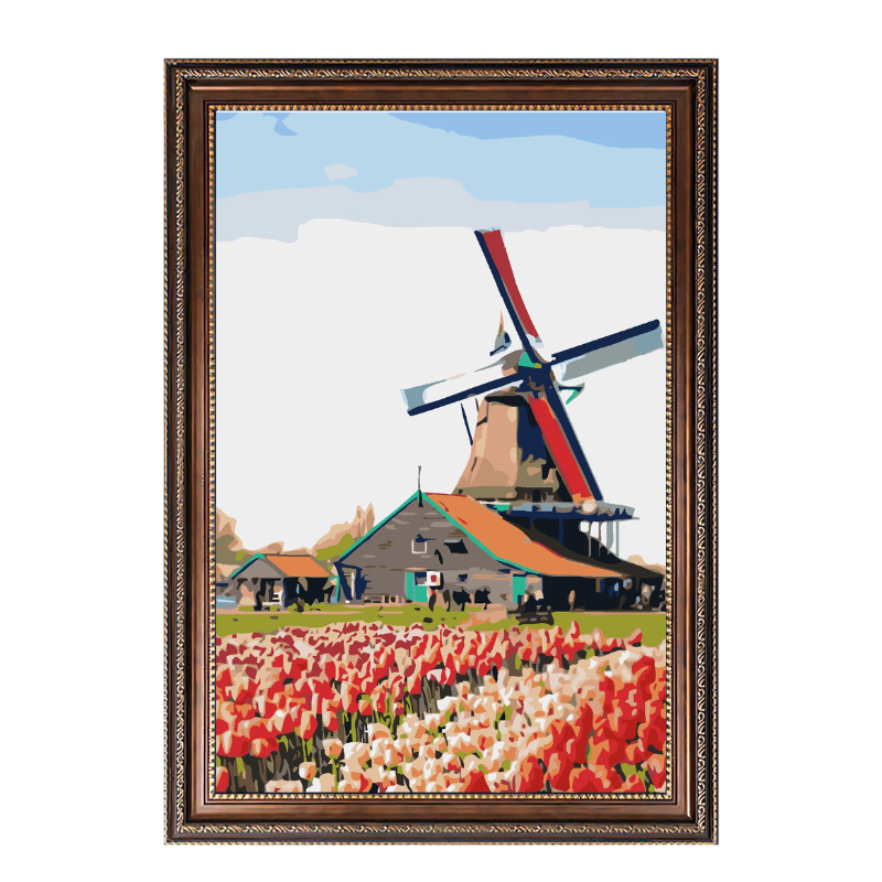 Windmill and Rose Garden-Paint by Numbers