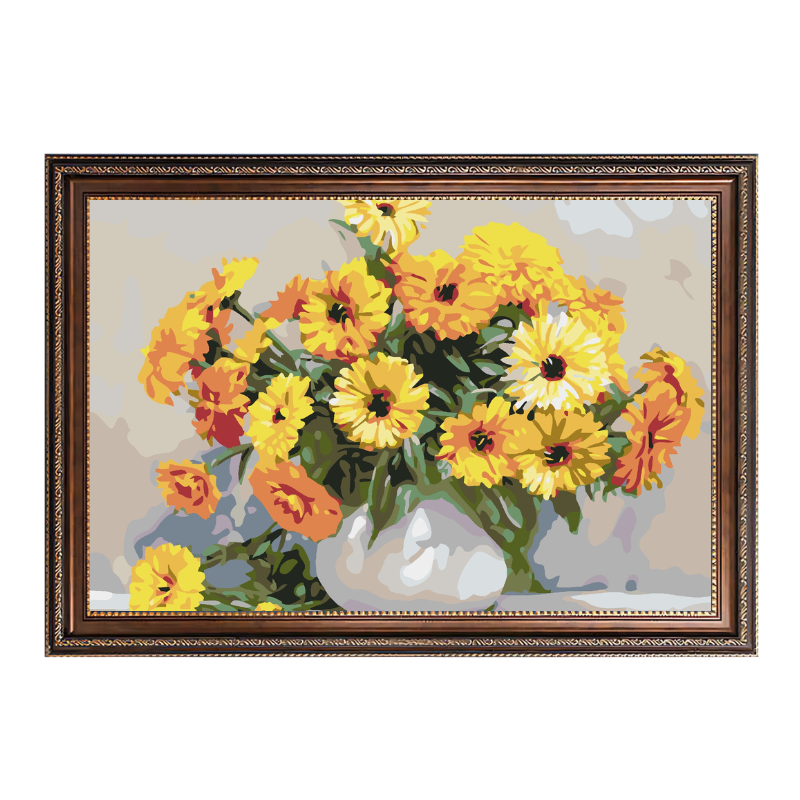 Yellow Flowes in the Vase-Paint by Numbers