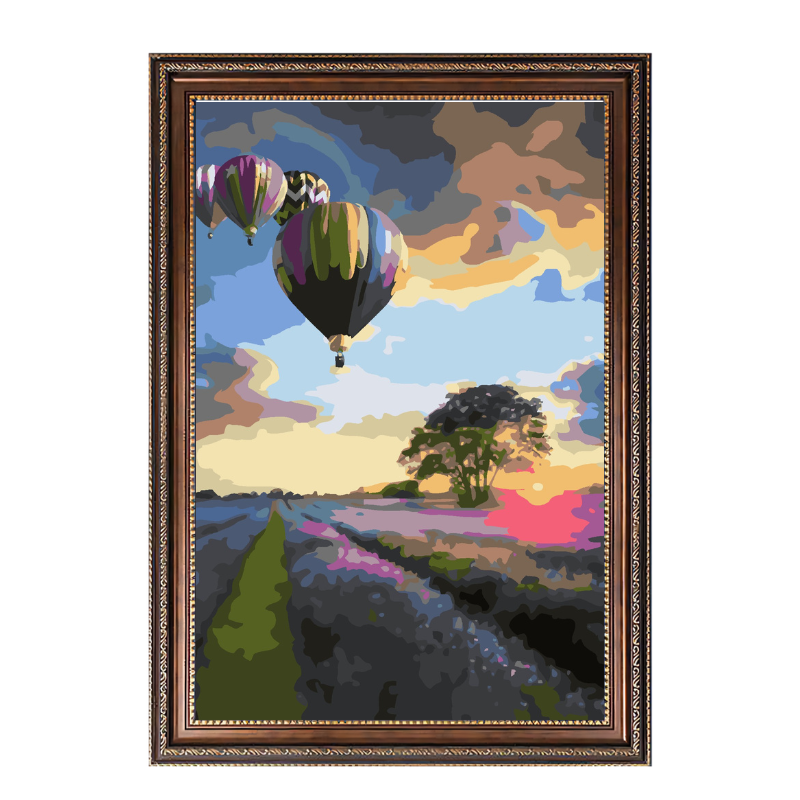 Hot Air Balloons and Flower Field-Paint by Numbers