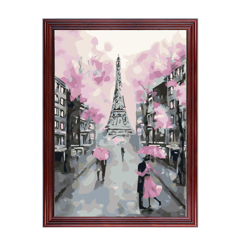 Cherry Blossom Eiffel Tower-Paint by Numbers