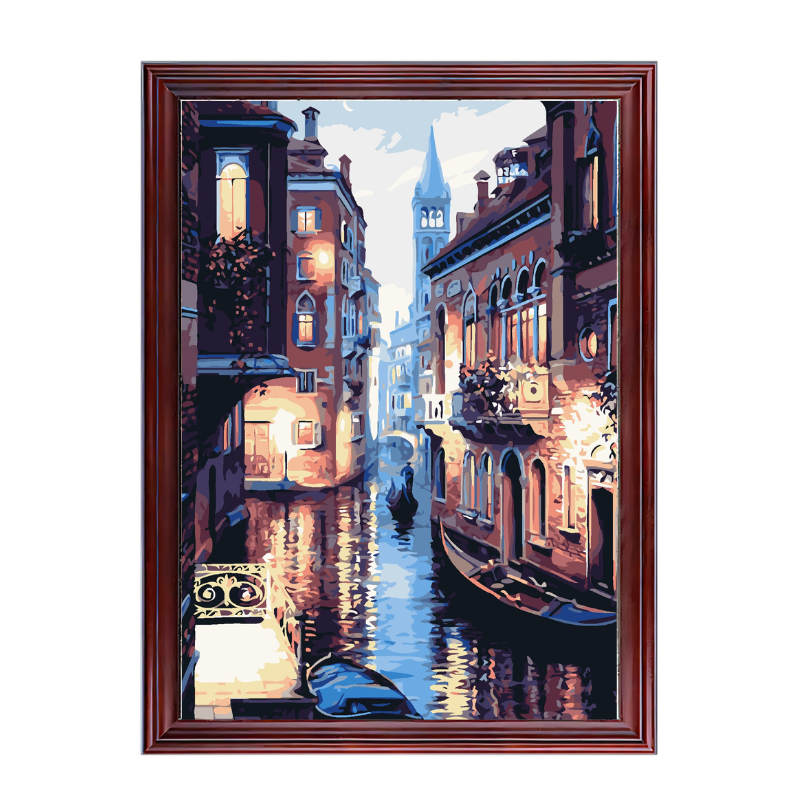 Venice Gondola Night Lights-Paint by Numbers