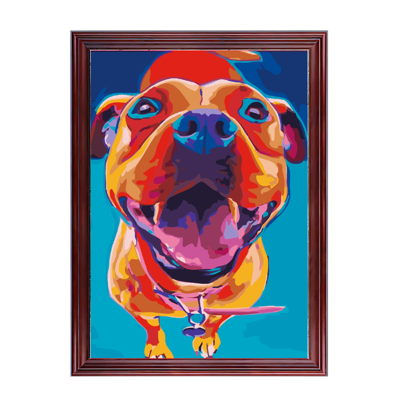 Happy Pit Bull Dog-Paint by Numbers