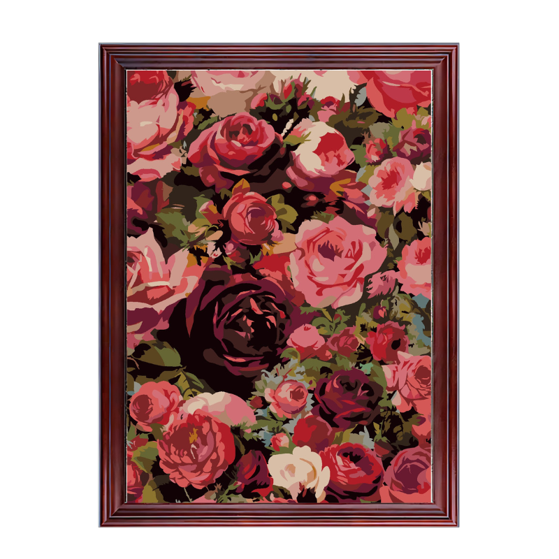 Red Rose Flowers-Paint by Numbers