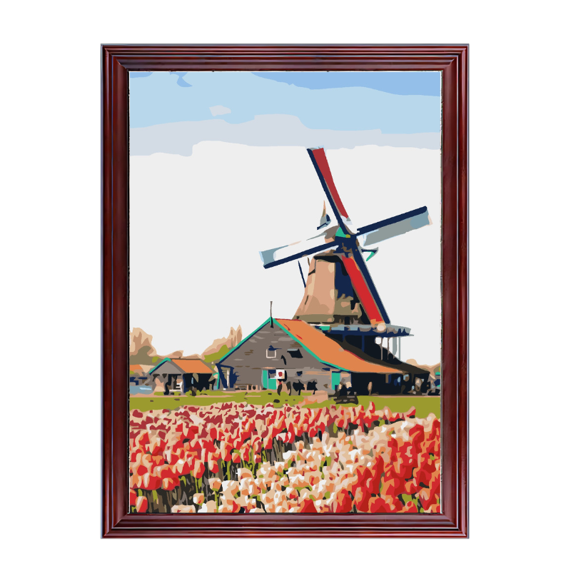 Windmill and Rose Garden-Paint by Numbers