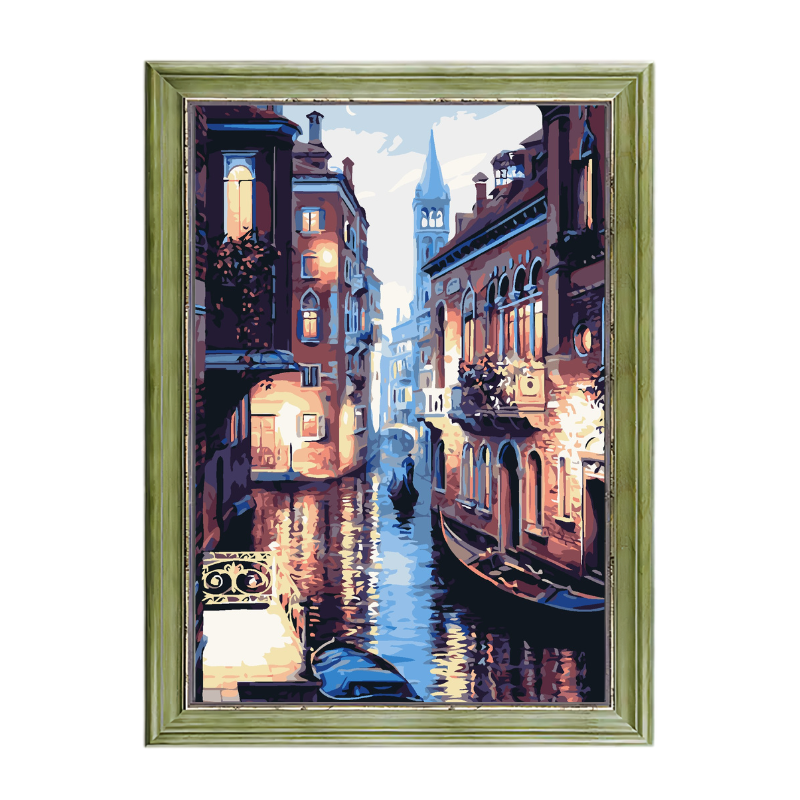 Venice Gondola Night Lights-Paint by Numbers