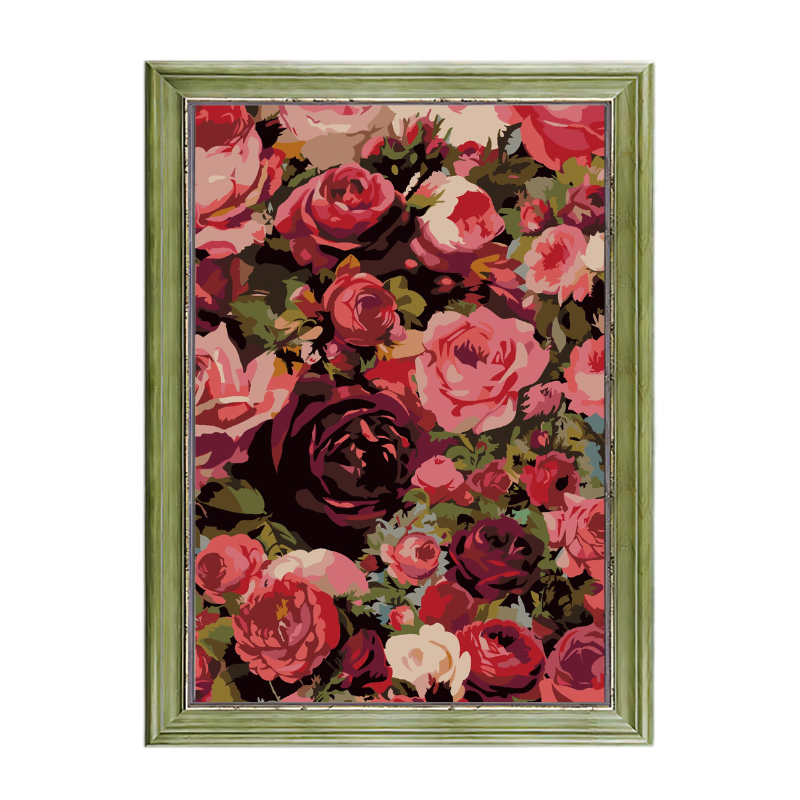 Red Rose Flowers-Paint by Numbers