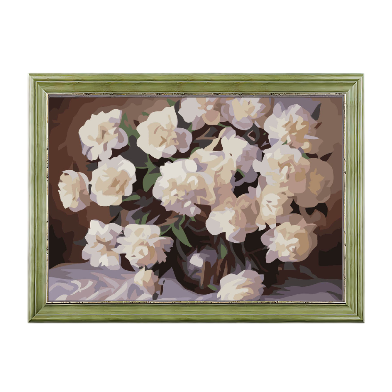 White Flowers-Paint by Numbers