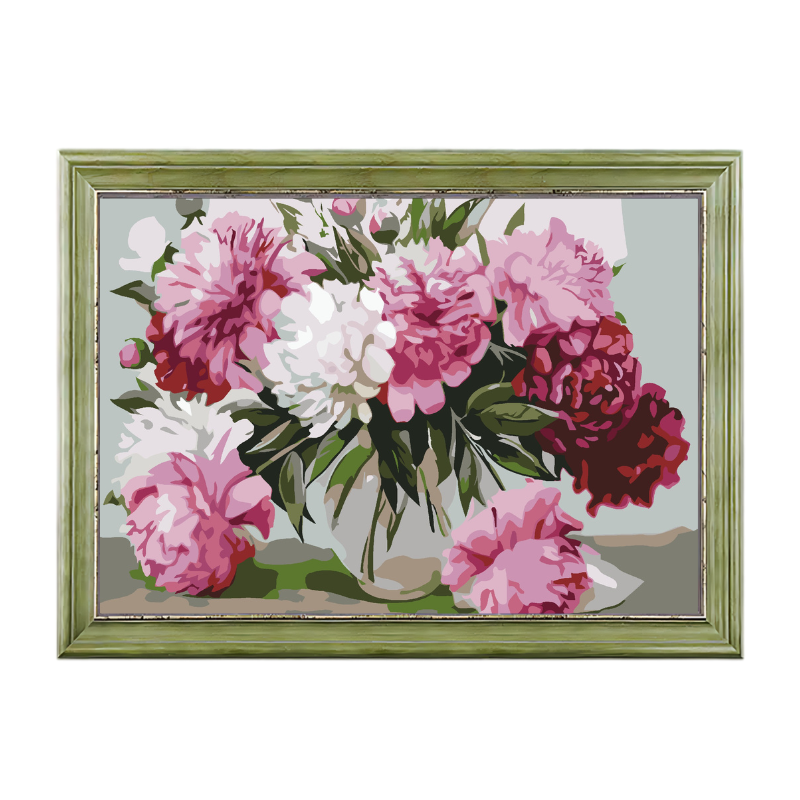 Peony Flowes in Vase-Paint by Numbers