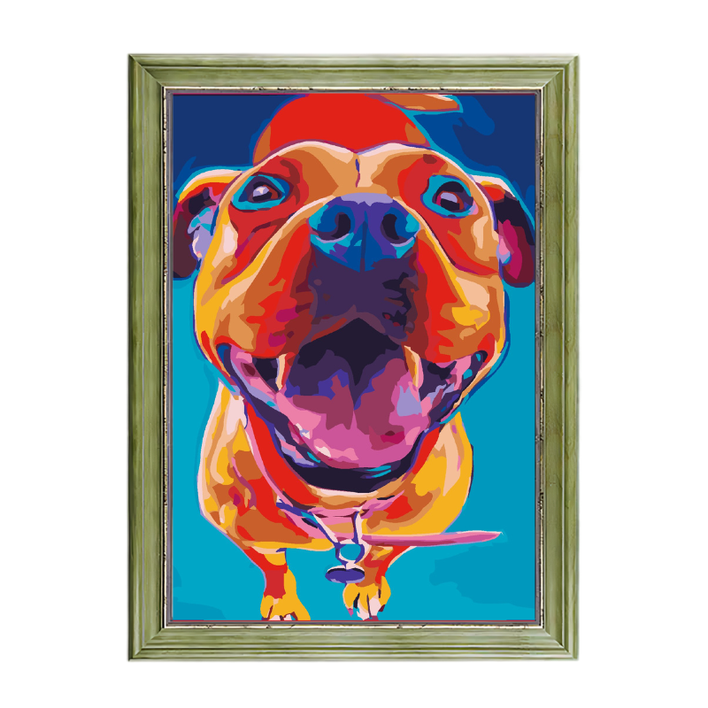 Happy Pit Bull Dog-Paint by Numbers