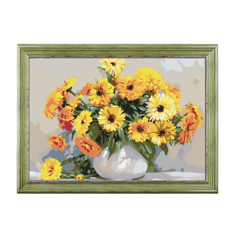 Yellow Flowes in the Vase-Paint by Numbers