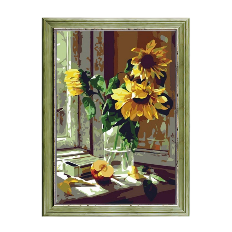 Sunflowers on the Windowsill-Paint by Numbers